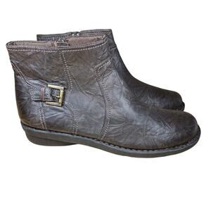 New Nikki Star Ankle Boots Brown Leather Crinkle 68739 Size 12 Womens